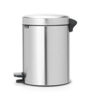 Brabantia New Icon Step Trash Can (1.3 Gal/Matt Steel FPP) Soft Closing Kitchen Garbage/Recycling Can with Removable Bucket