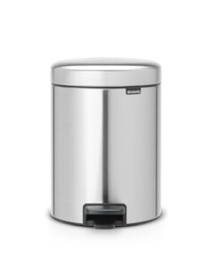 brabantia new icon step trash can (1.3 gal/matt steel fpp) soft closing kitchen garbage/recycling can with removable bucket