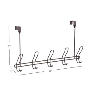 Home Basics 5 Over the Door Hooks Hanging Racks For Clothes, Coats, Bags, Towels or Robe, Chrome