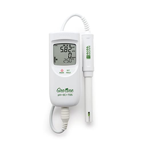 GroLine Hydroponic Waterproof pH/EC/TDS/Temperature Portable Meter