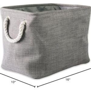 DII, Collapsible Variegated Polyester Storage Bin with Cotton Handles Medium Gray