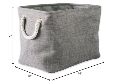 DII, Collapsible Variegated Polyester Storage Bin with Cotton Handles Medium Gray