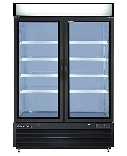 Maxx Cold MXM2-48RBHC, Double Door Merchandiser Refrigerator, Free Standing, 48 Cu. Ft. - Black