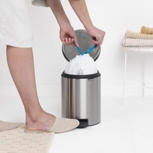 Brabantia New Icon Step Trash Can (1.3 Gal/Matt Steel FPP) Soft Closing Kitchen Garbage/Recycling Can with Removable Bucket