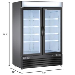 Maxx Cold MXM2-48RBHC, Double Door Merchandiser Refrigerator, Free Standing, 48 Cu. Ft. - Black