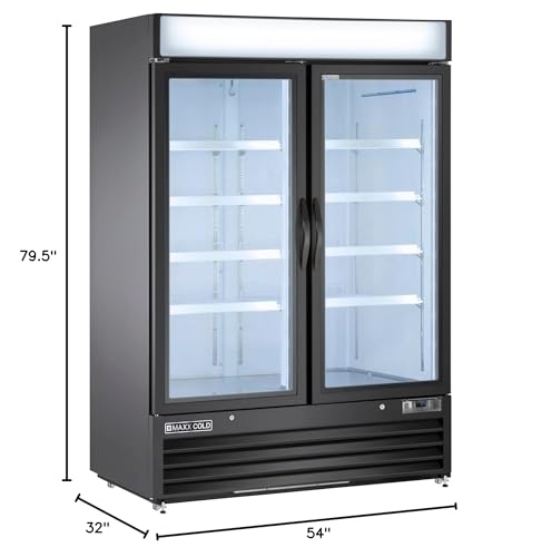 Maxx Cold MXM2-48RBHC, Double Door Merchandiser Refrigerator, Free Standing, 48 Cu. Ft. - Black