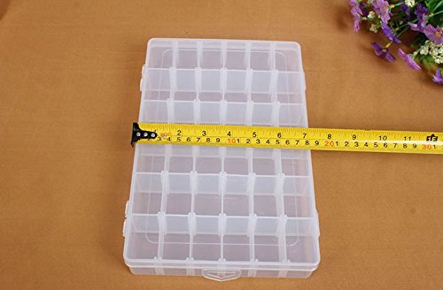 Adjustable 36 Compartment Slot Clear Plastic Storage Craft Box Organizer Container Case Tool for Jewellery Hair and Make Up Comestic Accessories