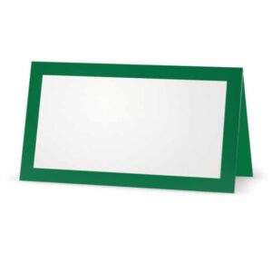 green place cards - flat or tent - 10 or 50 pack - white blank front with solid color border - placement table name seating stationery party supplies - occasion or dinner event (10, tent style)