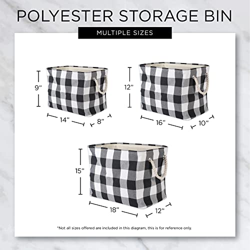 DII, Collapsible Variegated Polyester Storage Bin with Cotton Handles Medium Gray