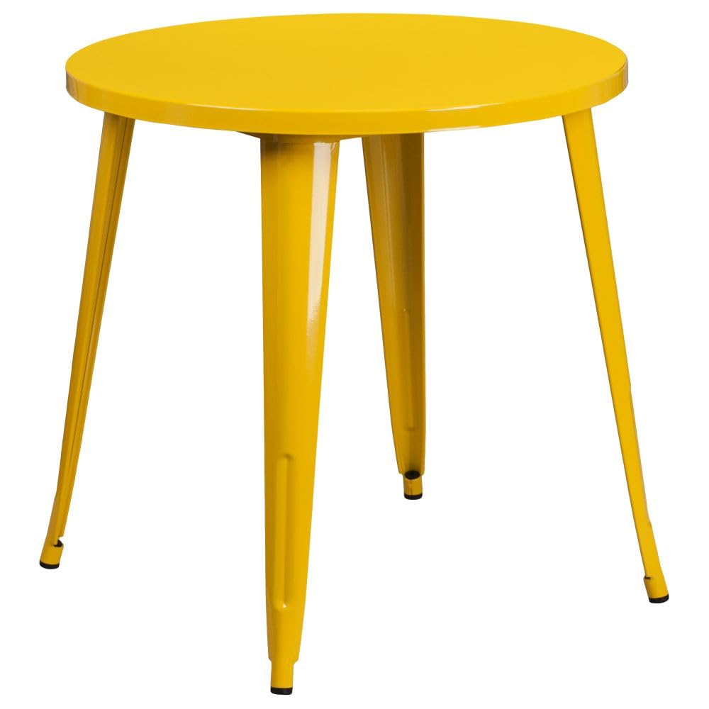 Flash Furniture Jeffrey Commercial Grade 30" Round Yellow Metal Indoor-Outdoor Table