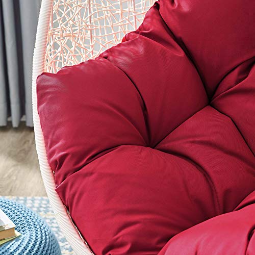 Modway EEI-2273-WHI-RED Hide Wicker Rattan Outdoor Patio Porch Lounge Egg Set, Swing Chair with Stand, Red