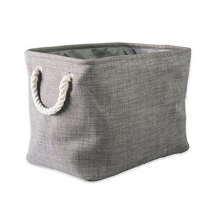 dii, collapsible variegated polyester storage bin with cotton handles medium gray