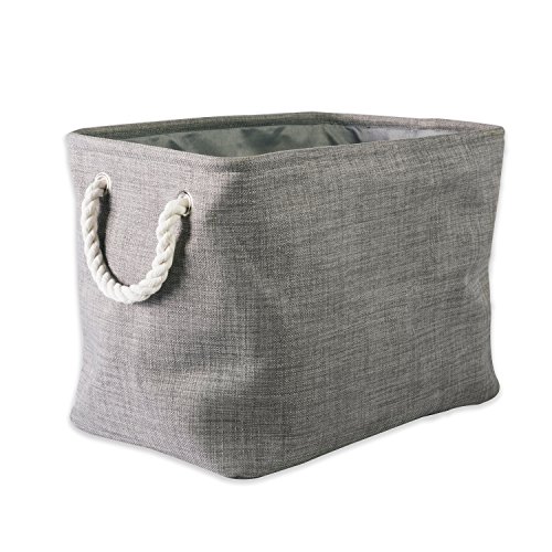 DII, Collapsible Variegated Polyester Storage Bin with Cotton Handles Medium Gray