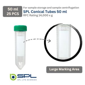 SPL 50ml Conical Centrifuge Tube PP/HDPE with PP Racks, Sterile, DNase/RNase - Free, (1 Rack (25 Tubes))