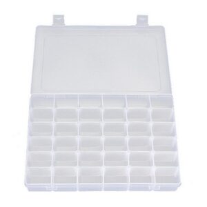 Adjustable 36 Compartment Slot Clear Plastic Storage Craft Box Organizer Container Case Tool for Jewellery Hair and Make Up Comestic Accessories