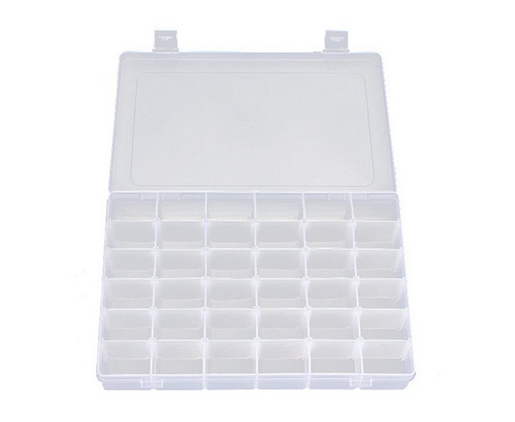 Adjustable 36 Compartment Slot Clear Plastic Storage Craft Box Organizer Container Case Tool for Jewellery Hair and Make Up Comestic Accessories