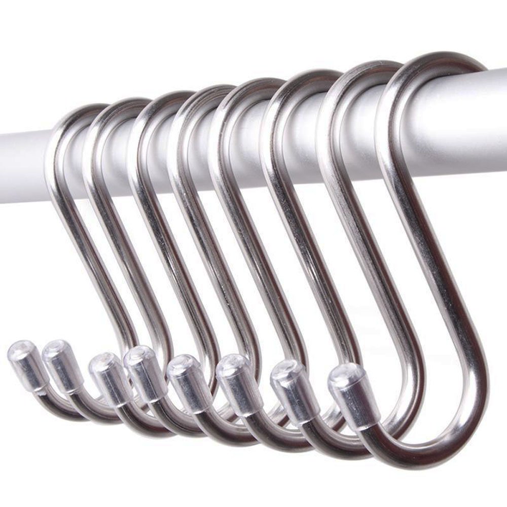 GCA 10 Pack 304 Stainless Steel Heavy-Duty S Shaped Hooks Kitchen Pot Pan Hanger Clothes Storage Rack