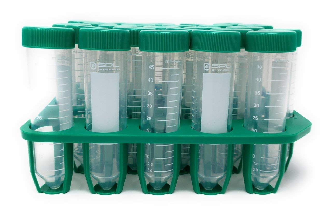 SPL 50ml Conical Centrifuge Tube PP/HDPE with PP Racks, Sterile, DNase/RNase - Free, (1 Rack (25 Tubes))