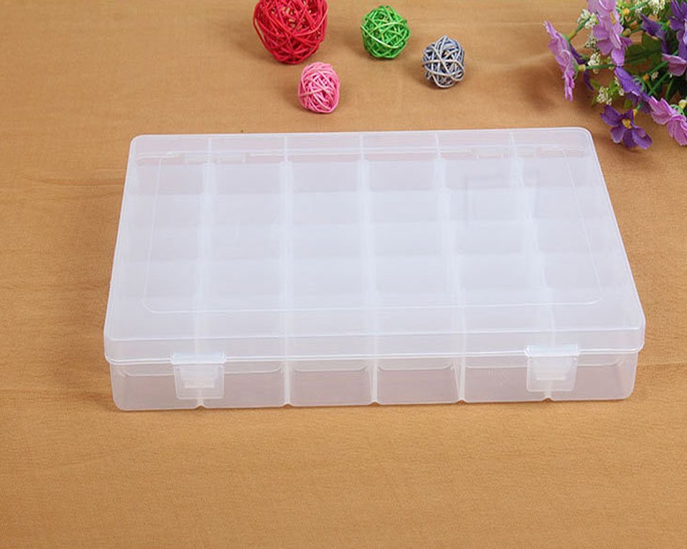 Adjustable 36 Compartment Slot Clear Plastic Storage Craft Box Organizer Container Case Tool for Jewellery Hair and Make Up Comestic Accessories