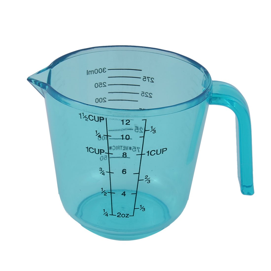 uxcell Plastic Cylinder Shape Kitchen Biochemistry Lab Graduated Scale Powder Liquid Beaker Measuring Cup Tool 300ml Clear Blue