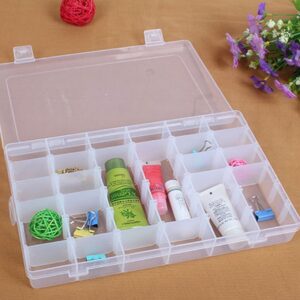 Adjustable 36 Compartment Slot Clear Plastic Storage Craft Box Organizer Container Case Tool for Jewellery Hair and Make Up Comestic Accessories