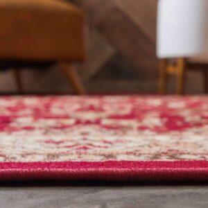 Unique Loom Sialk Hill Collection Area Rug - Washington (4' 1" x 6' 1" Rectangle Burgundy/Cream)