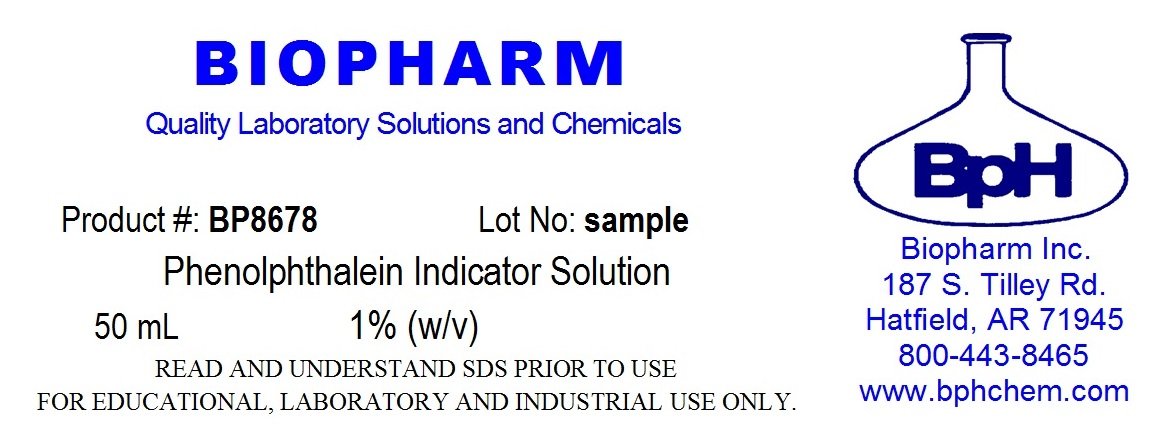 Phenolphthalein pH Indicator 1% Solution — 2 Dropper Bottles (2 oz) Each containing 50 mL of Solution