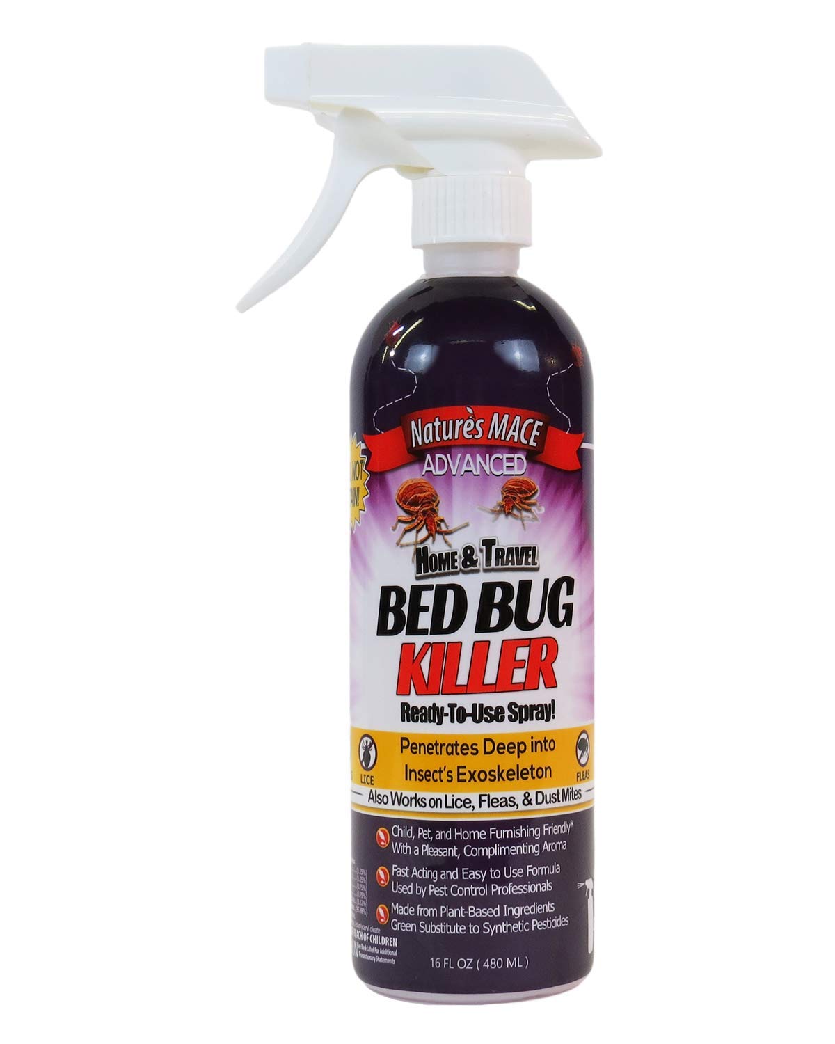 Nature’s MACE Bed Bug Killer 16oz, Kill BedBugs, Mites, Eggs, Bed BugSpray, Easy, Do-It-Yourself, Professional Bed Bug Spray, At-Home Solution, Mattress, Non-Toxic, Child & Pet Safe, Stain & Odor Free