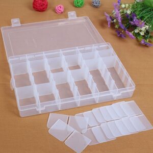 Adjustable 36 Compartment Slot Clear Plastic Storage Craft Box Organizer Container Case Tool for Jewellery Hair and Make Up Comestic Accessories