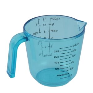 uxcell Plastic Cylinder Shape Kitchen Biochemistry Lab Graduated Scale Powder Liquid Beaker Measuring Cup Tool 300ml Clear Blue