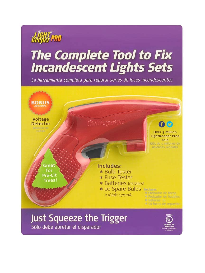 LIGHT KEEPER PRO - The Complete Tool for Repairing Incandescent Christmas Holiday Light Sets | Bonus Extra 50 Replacement Bulbs | UL Listed (#230566)