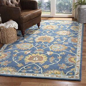 safavieh heritage collection accent rug - 3' x 5', navy, handmade traditional oriental wool, ideal for high traffic areas in entryway, living room, bedroom (hg654a)