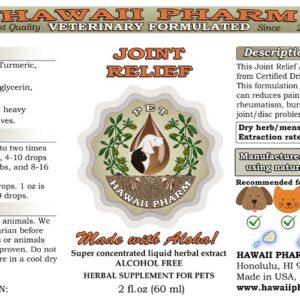 HawaiiPharm Joint Relief, Veterinary Natural Alcohol-Free Liquid Extract, Pet Herbal Supplement 2x2 oz