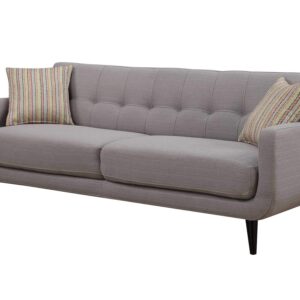 AC Pacific Crystal Collection Mid Century Modern Living Room Furniture, Tufted Back, Solid Espresso Legs, Plush Upholstery, Accent Piece with Minimal Assembly, Sofa and Loveseat, Grey