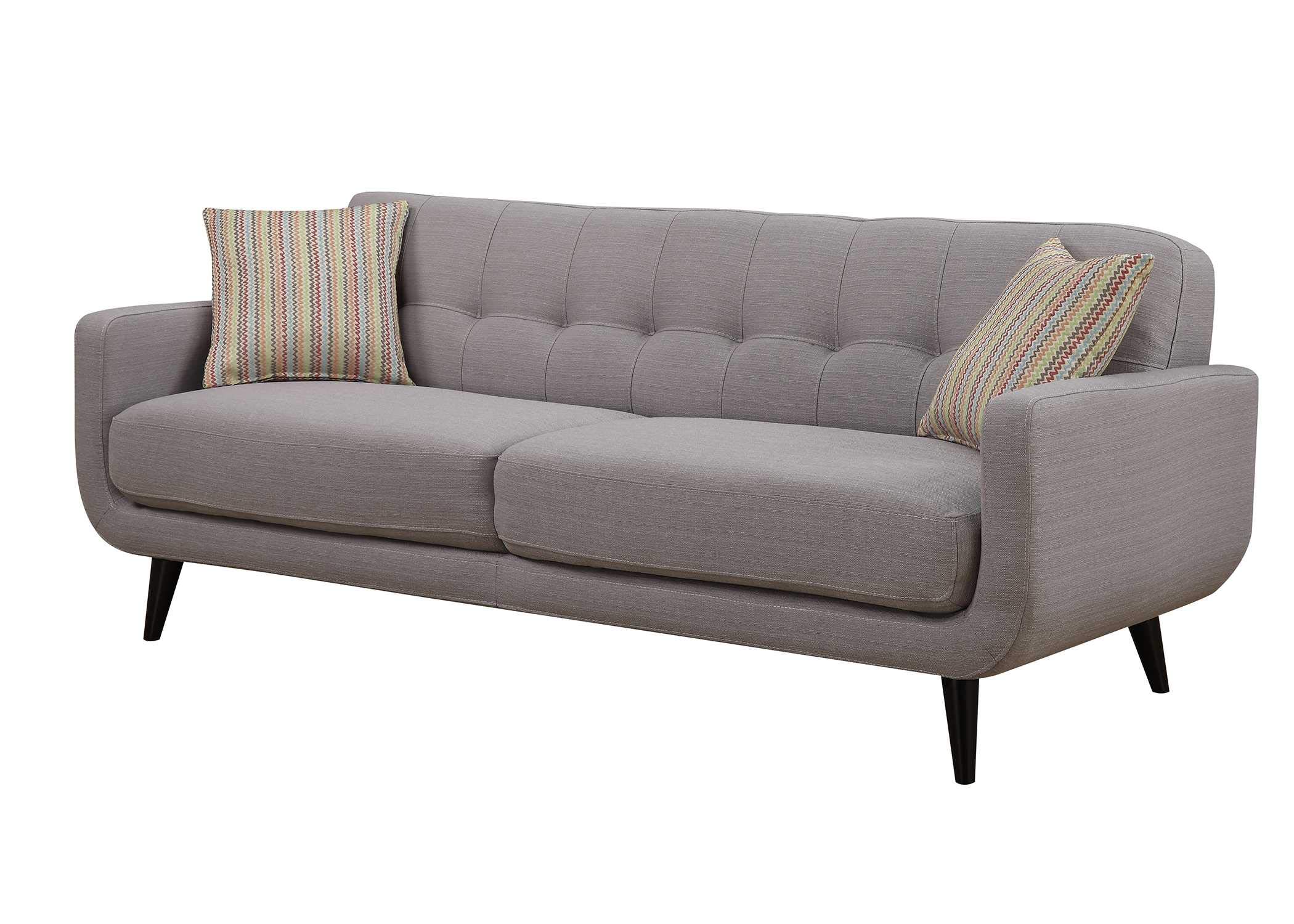 AC Pacific Crystal Collection Mid Century Modern Living Room Furniture, Tufted Back, Solid Espresso Legs, Plush Upholstery, Accent Piece with Minimal Assembly, Sofa and Loveseat, Grey