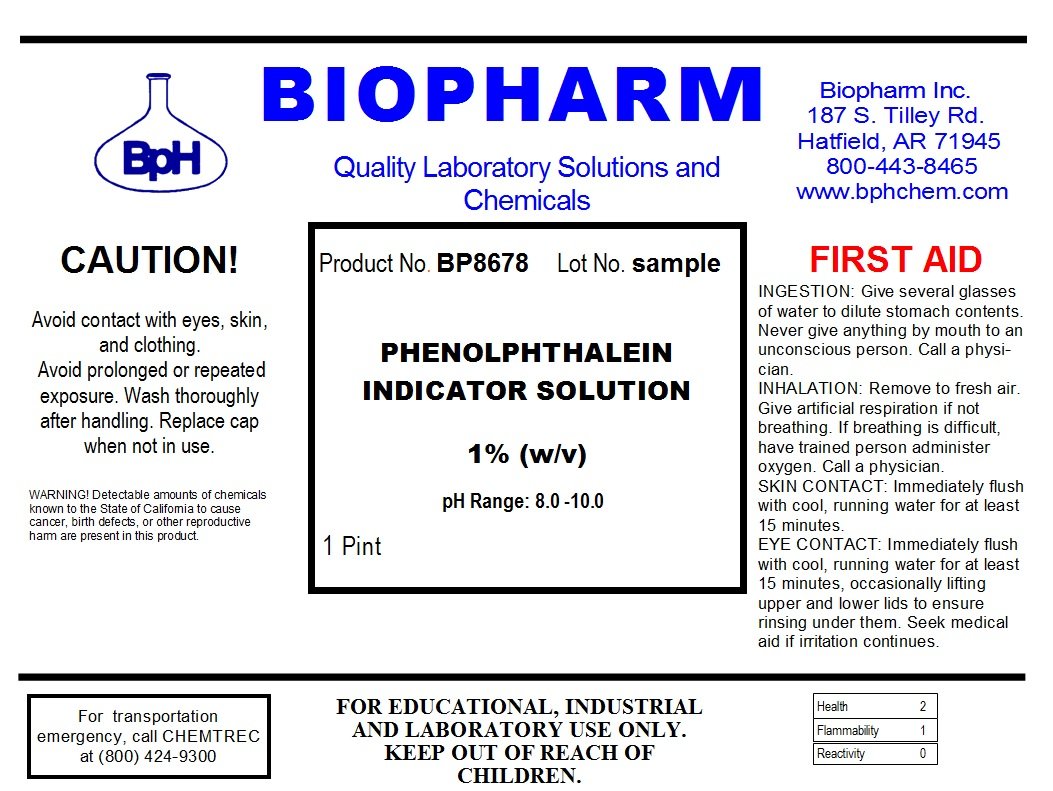 Phenolphthalein pH Indicator 1% Solution — One 500 mL (1.06 Pint) Bottle Plus 1 Dropper Bottle containing 50 ml of Solution