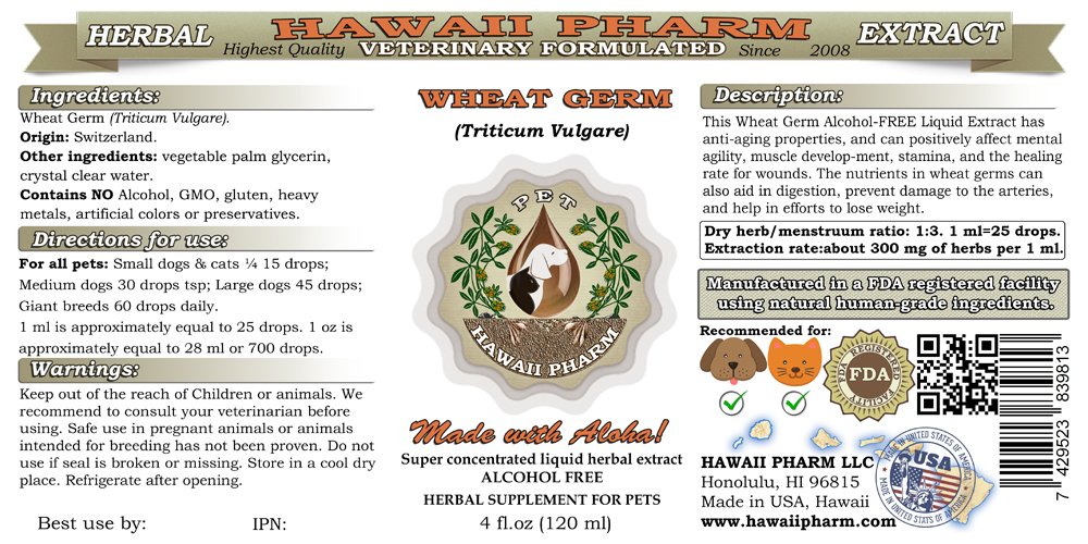 Wheat Germ, Veterinary Natural Alcohol-Free Liquid Extract, Pet Herbal Supplement 2x4 oz