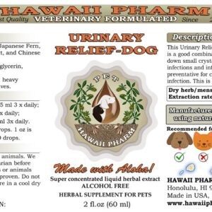 HawaiiPharm Urinary Relief-Dog, Veterinary Natural Alcohol-Free Liquid Extract, Pet Herbal Supplement 2 oz