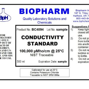 Conductivity Calibration Standard 3-Pack — 500 mL (1.06 Pint) Each: 1,000 μS, 10,000 μS and 100,000 μS