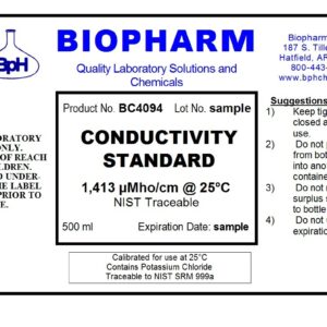 Conductivity Calibration Standard 3-Pack — 500 mL (1.06 Pint) Each: 84 μS, 1,413 μS and 12,880 μS