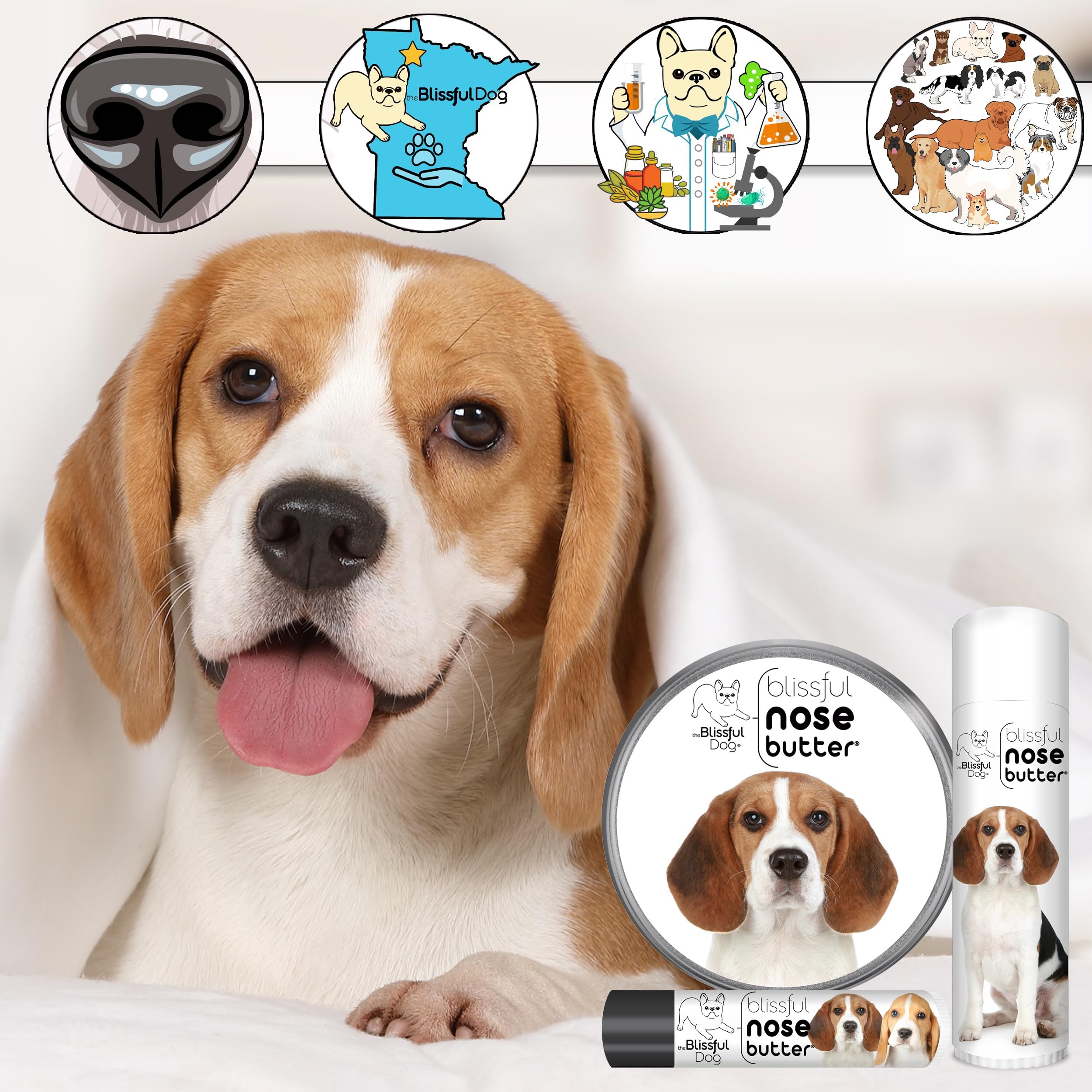 The Blissful Dog Beagle Nose Butter, Versatile Dog Nose Balm for Dry Nose, Handcrafted Nose Moisturizer, Easy-to-Apply Dog Essentials, Unscented, 1 oz.