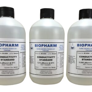 Conductivity Calibration Standard 3-Pack — 500 mL (1.06 Pint) Each: 84 μS, 1,413 μS and 12,880 μS