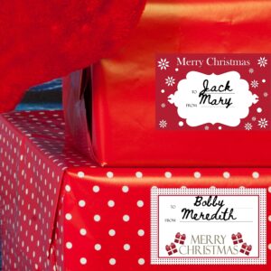 Jumbo Christmas Gift Tag Stickers 60 Count Modern Red, White, Silver, and Gold Xmas Designs - Looks Great on Gifts Presents, Wrapping Paper and Gift Bags.