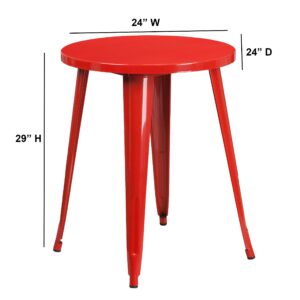 Flash Furniture Webb Commercial Grade 24" Round Red Metal Indoor-Outdoor Table