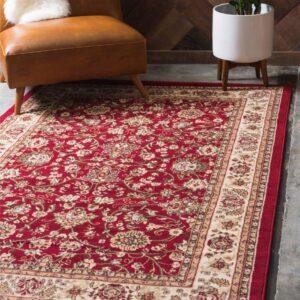 Unique Loom Sialk Hill Collection Area Rug - Washington (4' 1" x 6' 1" Rectangle Burgundy/Cream)