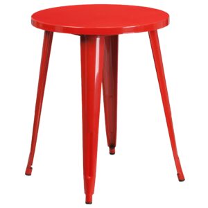 flash furniture webb commercial grade 24" round red metal indoor-outdoor table