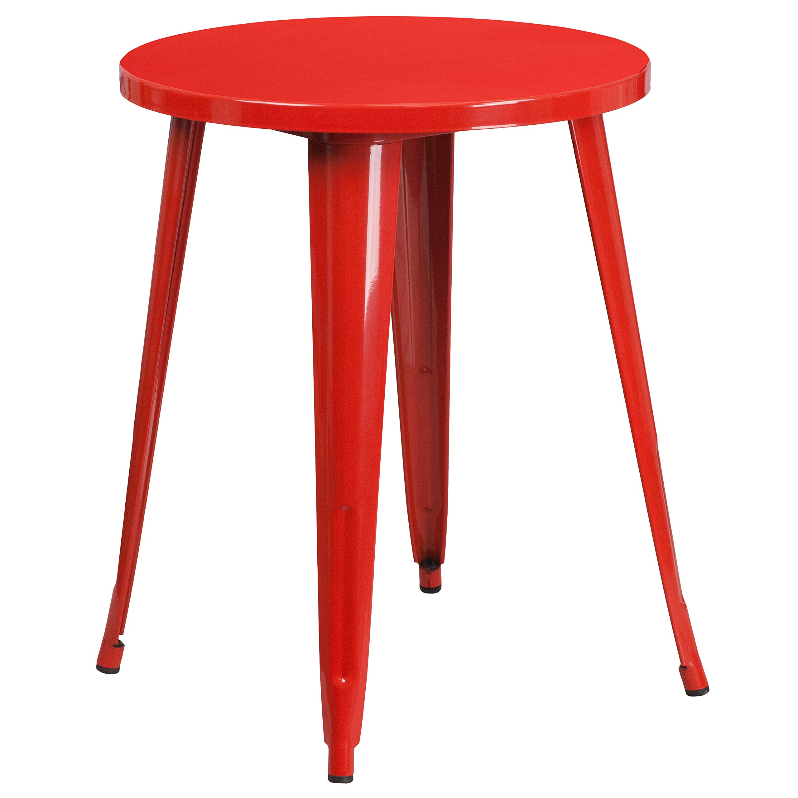 Flash Furniture Webb Commercial Grade 24" Round Red Metal Indoor-Outdoor Table