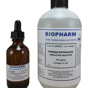 Phenolphthalein pH Indicator 1% Solution — One 500 mL (1.06 Pint) Bottle Plus 1 Dropper Bottle containing 50 ml of Solution