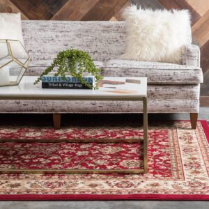 Unique Loom Sialk Hill Collection Area Rug - Washington (4' 1" x 6' 1" Rectangle Burgundy/Cream)