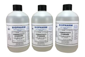 conductivity calibration standard 3-pack — 500 ml (1.06 pint) each: 1,000 μs, 10,000 μs and 100,000 μs